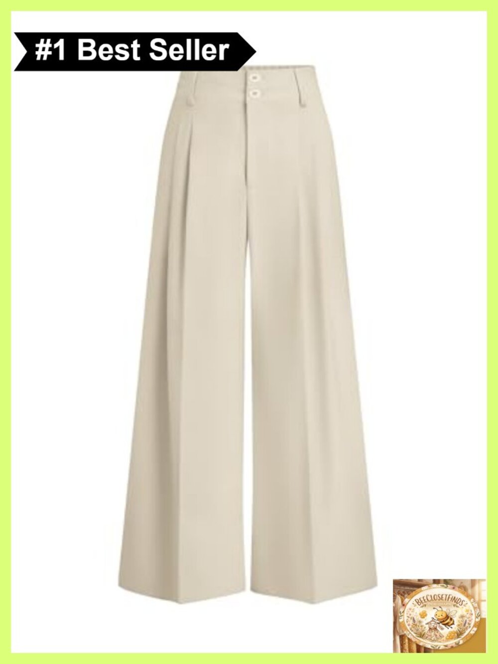 High Waisted Wide Leg Dress Pants Pleated Loose Fit Business Casual